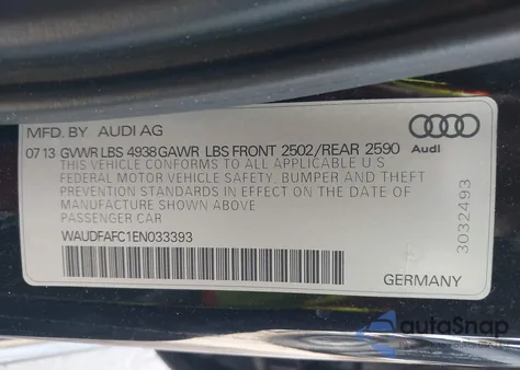 2014 Audi A6 2.0T Premium z USA, uszkodzony, nr VIN WAUDFAFC1EN033393